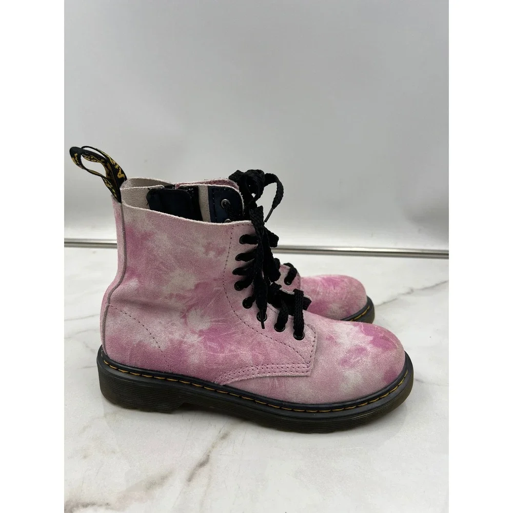 Dr. Martens 1460 Boots Junior Size 3 Pascal J Pink Tie Dye Suede Lace Up